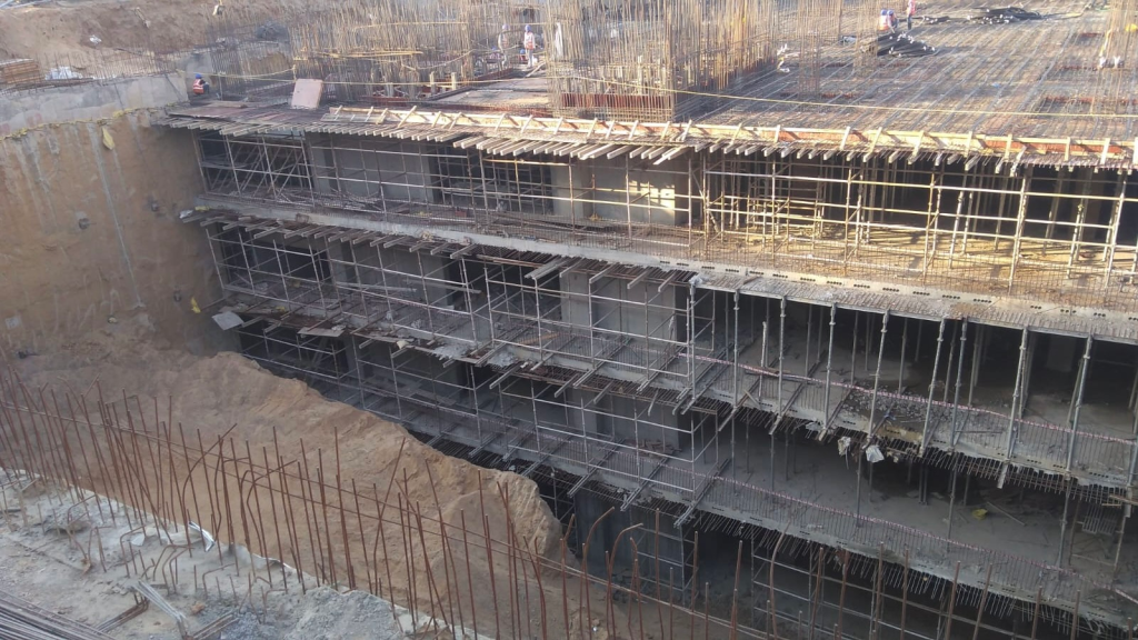 high volume concrete placement at construction project