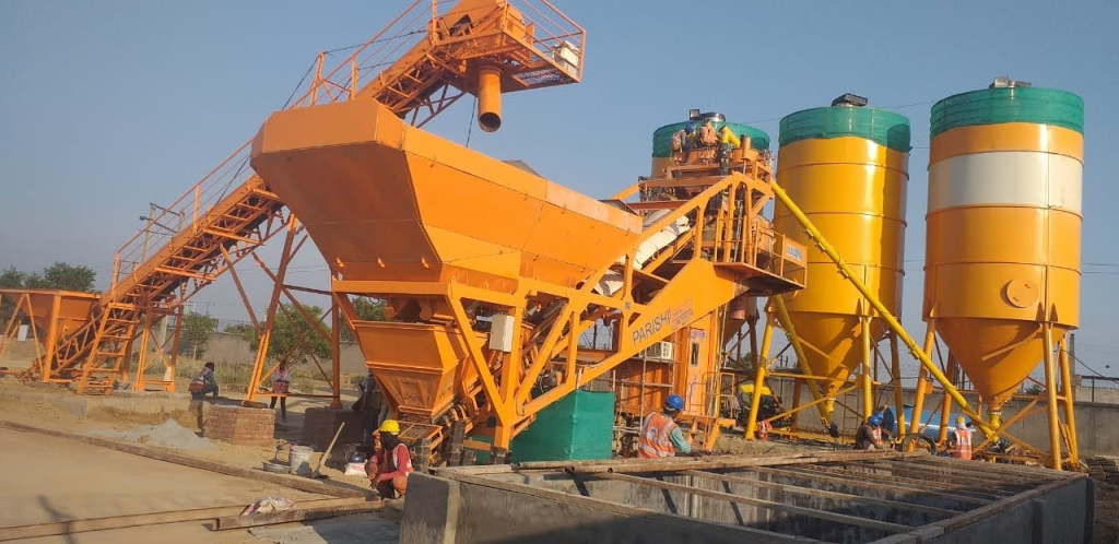 foundation based silo setup at construction site