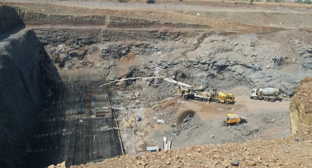 infrastructure project concreting with batching plant setup