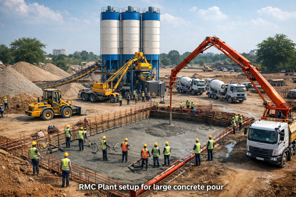 RMC plant setup for mass concrete